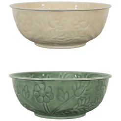 Fabrique de Styles Saladier en fer (x2) ivoire et sauge d25cm - Floraly* Plats Et Saladiers