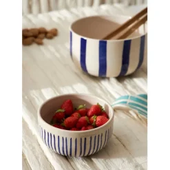 Fabrique de Styles Saladier en terre cuite rayé d21cm - Lisia* Plats Et Saladiers