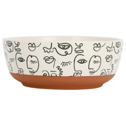 Fabrique de Styles Saladier visage beige et brun en grès - terre brulée* Plats Et Saladiers