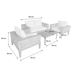 Fabrique de Styles Salon de jardin 4 places en cannage et acacia brossé et coussins beige - Olinda*Enfant Salons De Jardin|Jardin