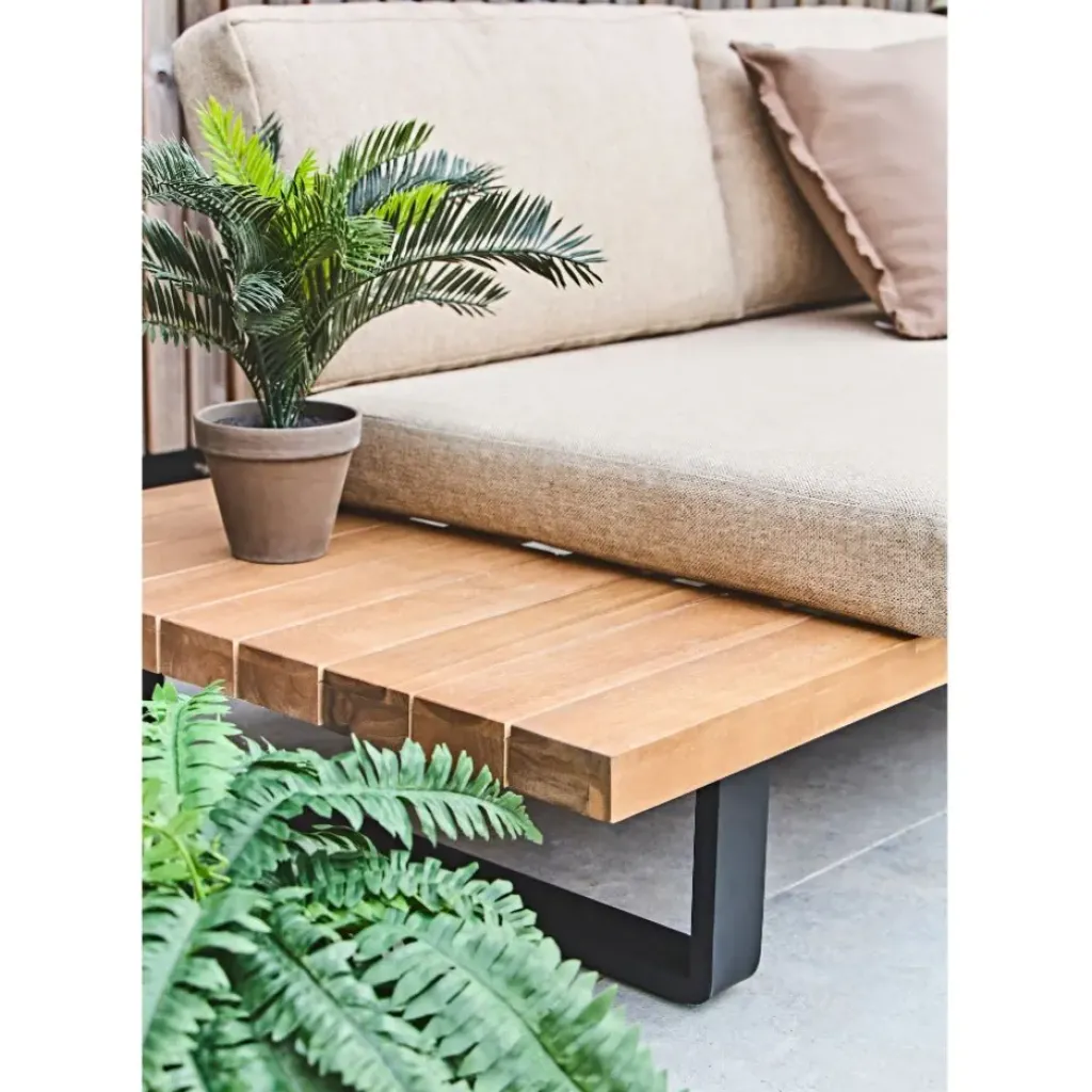 Fabrique de Styles Salon de jardin d'angle en bois 5 places beige - Feros*Enfant Salons De Jardin|Jardin