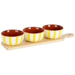 Fabrique de Styles Service apéritif 3 bols en grès blanc et jaune - Alaria* Bols Et Coupelles