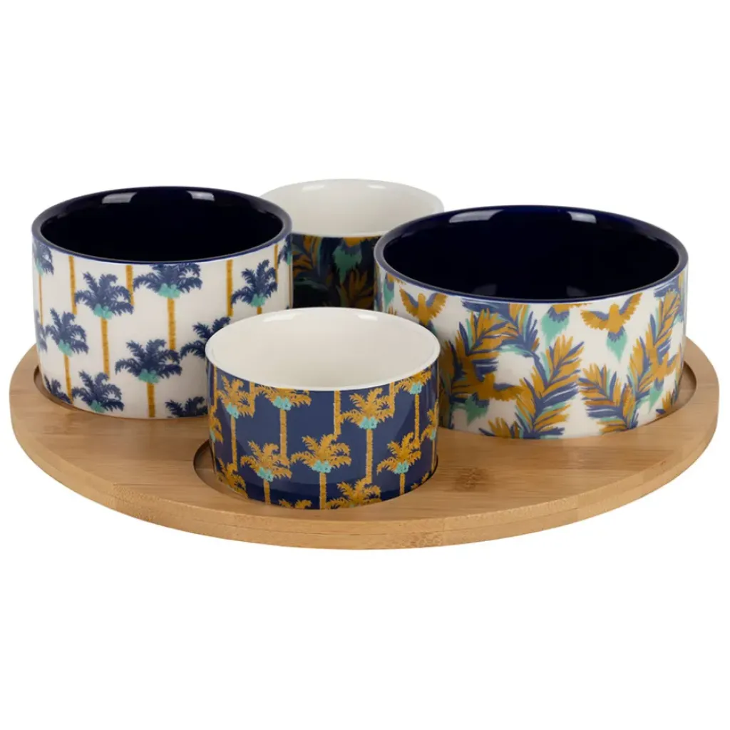 Fabrique de Styles Service apéritif 4 pièces en porcelaine et bambou palmier - Mocoa* Bols Et Coupelles
