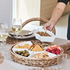 Fabrique de Styles Set apéritif plateau en tresse avec coupelle en porcelaine* Bols Et Coupelles