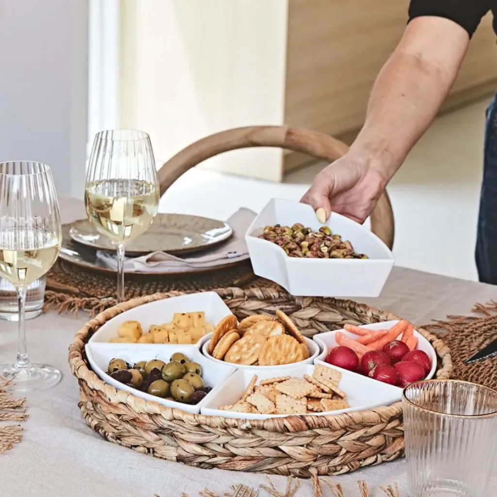 Fabrique de Styles Set apéritif plateau en tresse avec coupelle en porcelaine* Bols Et Coupelles