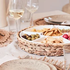 Fabrique de Styles Set apéritif plateau en tresse avec coupelle en porcelaine* Bols Et Coupelles