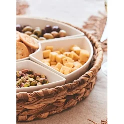 Fabrique de Styles Set apéritif plateau en tresse avec coupelle en porcelaine* Bols Et Coupelles