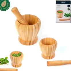 Fabrique de Styles Set pilon et mortier en bambou* Ustensibles De Cuisine