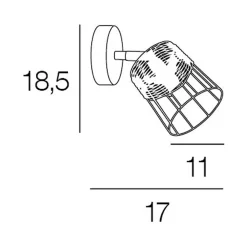 Fabrique de Styles Spot 1 lumière en metal et rotin tresse h18.5cm noir - Indah* Appliques