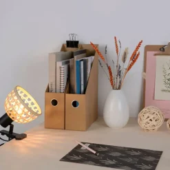 Fabrique de Styles Spot à pince en métal et bambou h15cm noir - kami* Suspensions