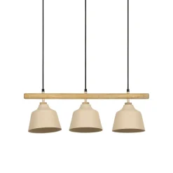 Fabrique de Styles Suspension 3 lampes en fer et manguier L66cm - Ferese* Suspensions
