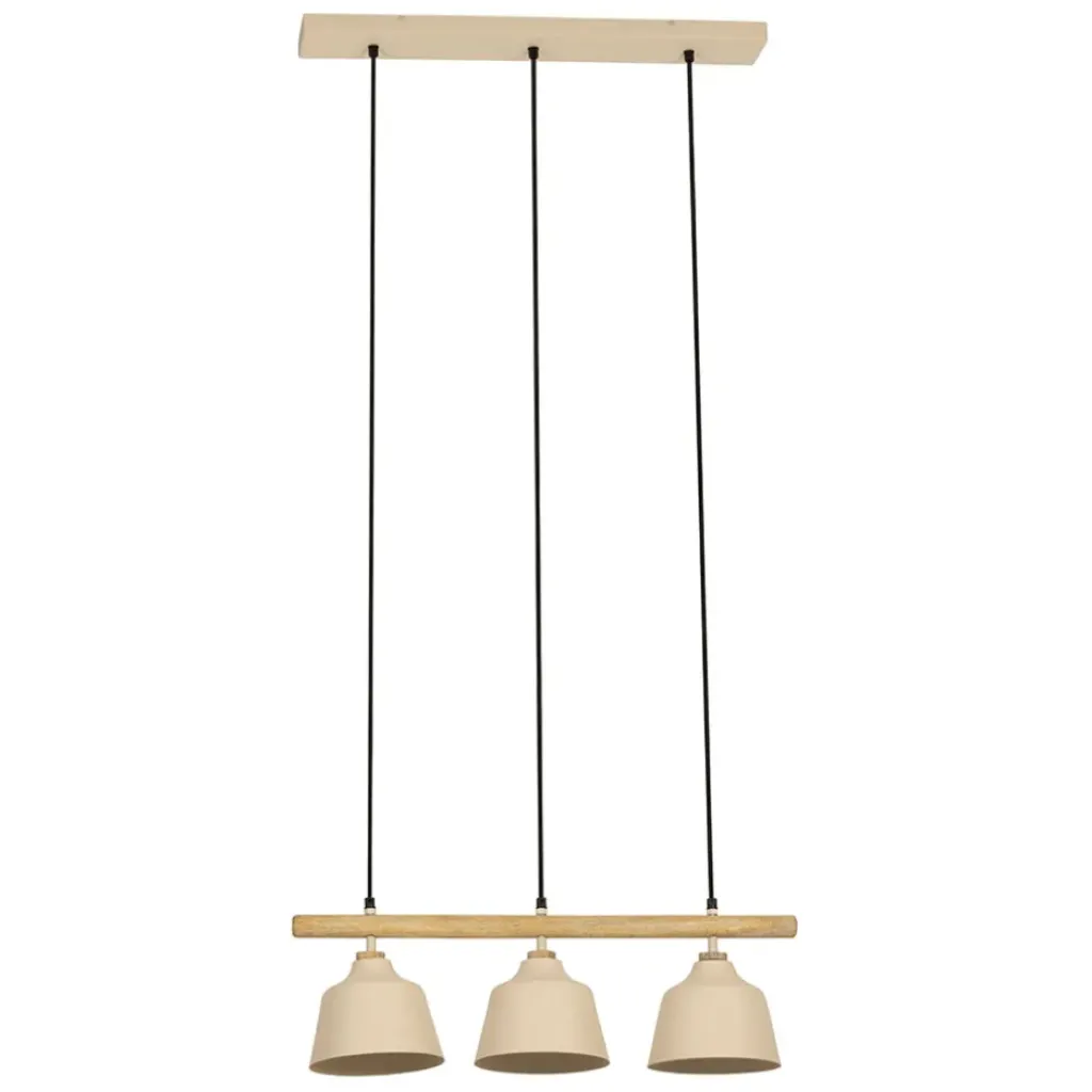 Fabrique de Styles Suspension 3 lampes en fer et manguier L66cm - Ferese* Suspensions