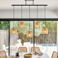 Fabrique de Styles Suspension 5 lumières en métal et cordelette tressé L98cm - Cancun* Suspensions