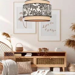 Fabrique de Styles Suspension en coton et raphia d38cm naturel et noir - milo* Suspensions