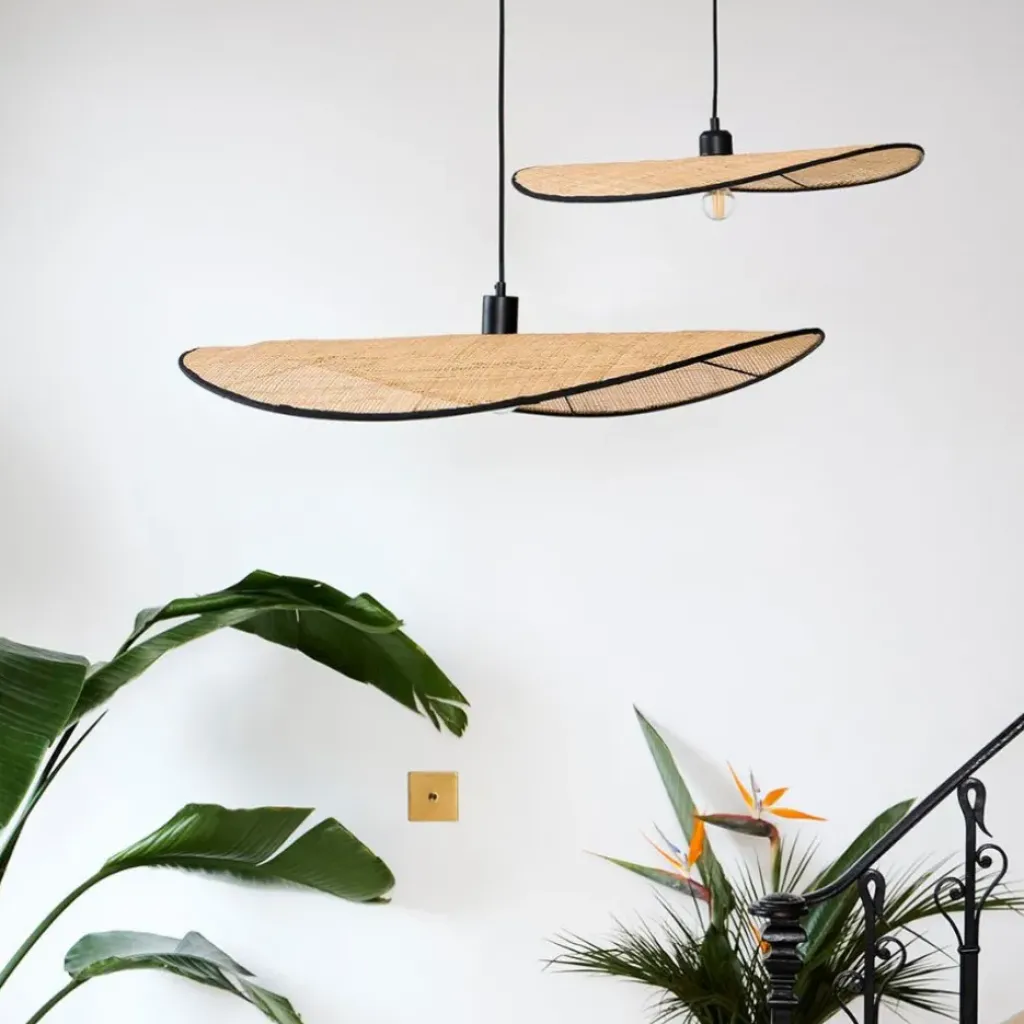 Fabrique de Styles Suspension non électrique en rotin naturel et noir d54cm - Yucata* Suspensions