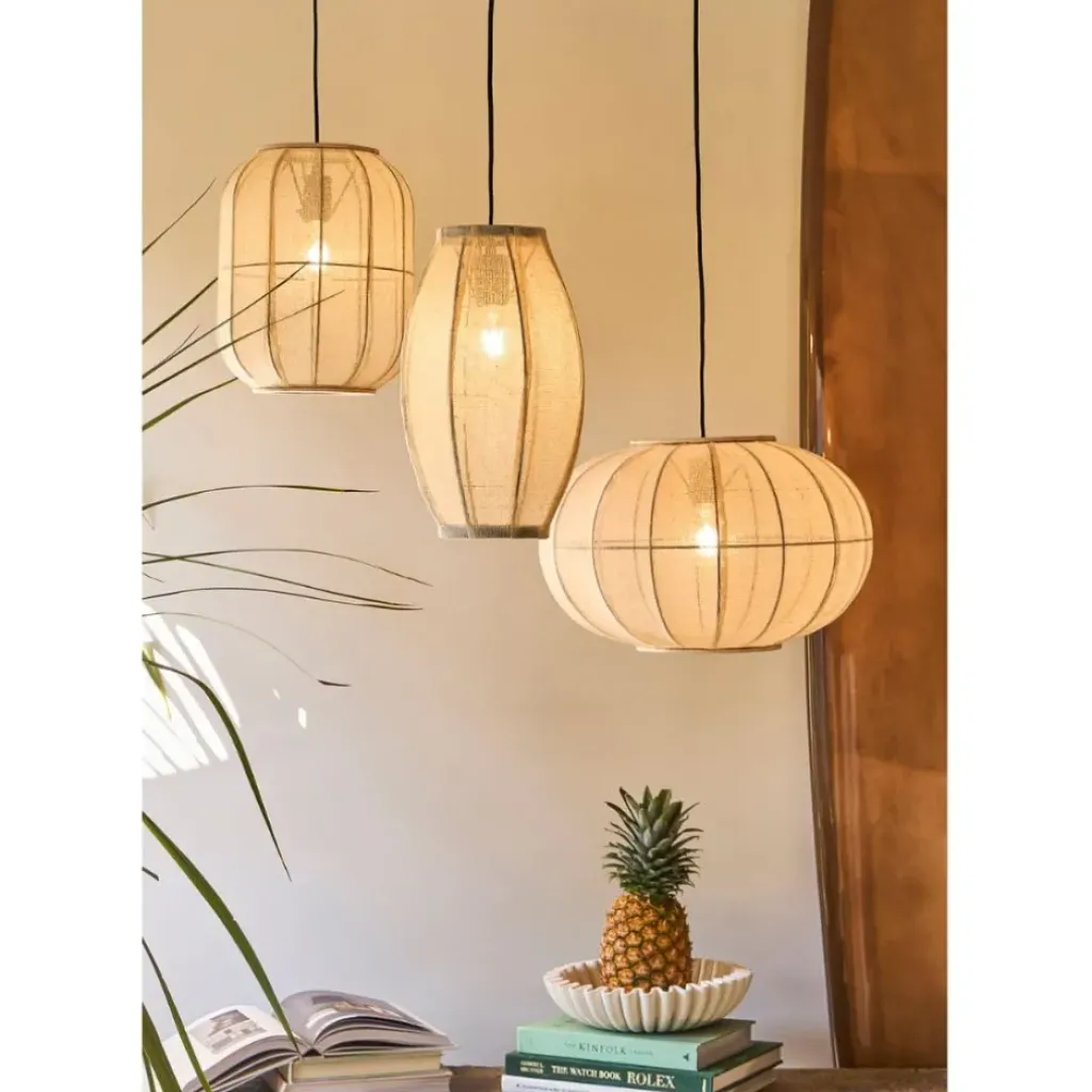 Fabrique de Styles Suspensionen coton et fer écru non électrifiée d25xh39cm - Enigma* Suspensions