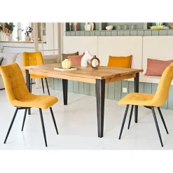 Fabrique de Styles Table à manger en chêne massif et pieds acier 160x90cm- Manny* Table De Salle À Manger