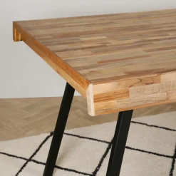 Fabrique de Styles Table à manger en teck massif et pieds métal 200x90cm - Suri* Table De Salle À Manger