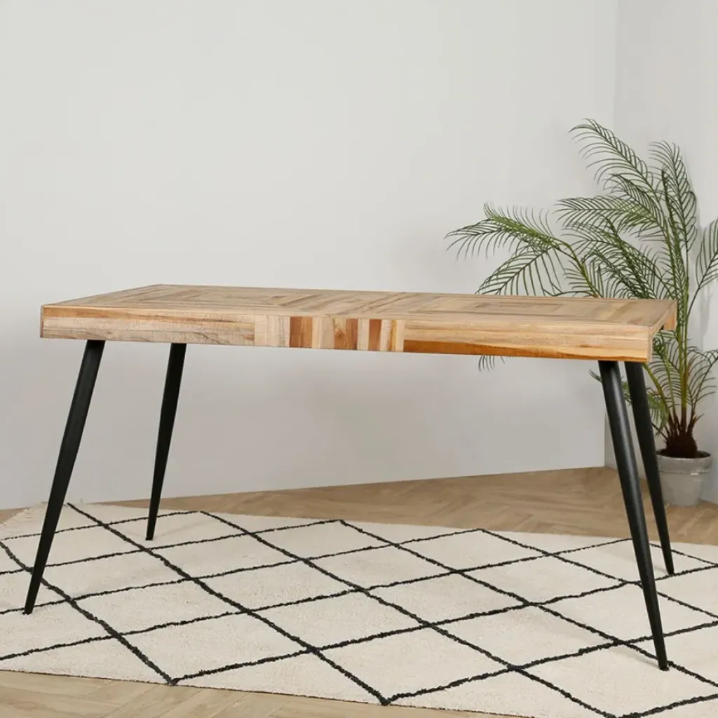 Fabrique de Styles Table à manger en teck recyclé et métal 150x75cm - Wally* Table De Salle À Manger