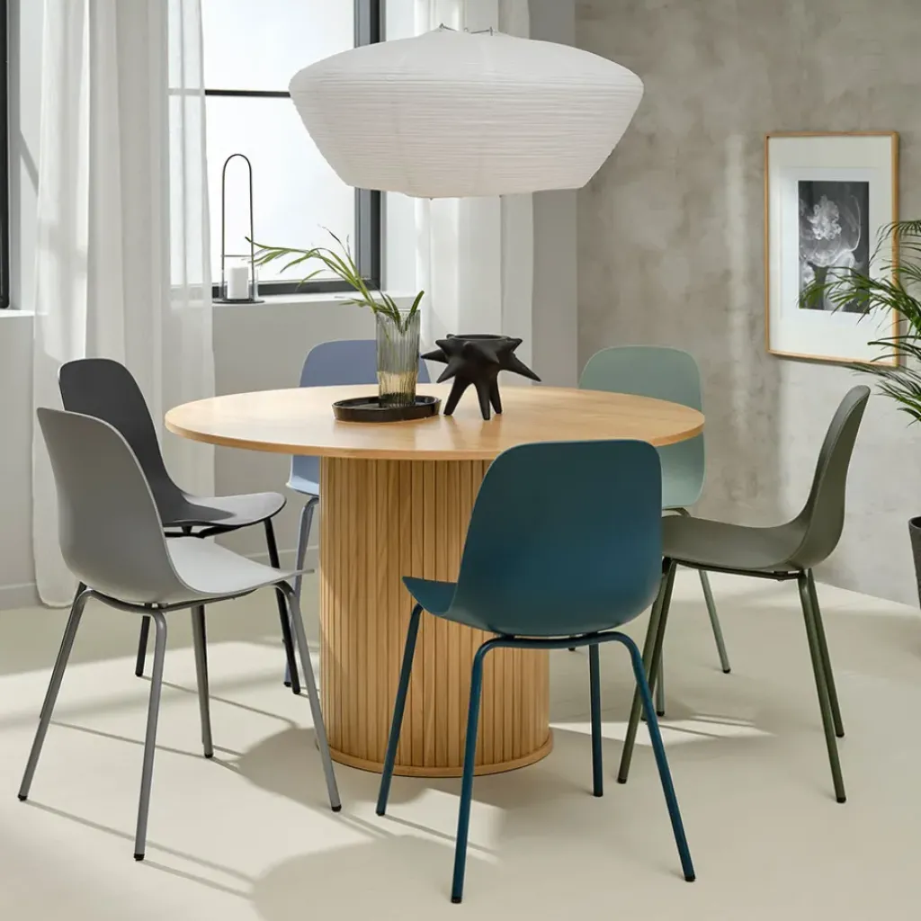 Fabrique de Styles Table à manger ronde en placage chêne d120cm - nola* Table De Salle À Manger