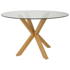 Fabrique de Styles Table à manger ronde en verre trempé et métal d119cm - Adela* Table De Salle À Manger