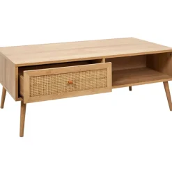 Fabrique de Styles Table basse avec tiroir en bois et cannage L110cm - Baia* Table Basses