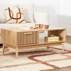 Fabrique de Styles Table basse en bois naturel 100x50 cm - kara* Table Basses