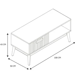 Fabrique de Styles Table basse en bois naturel 100x50 cm - kara* Table Basses