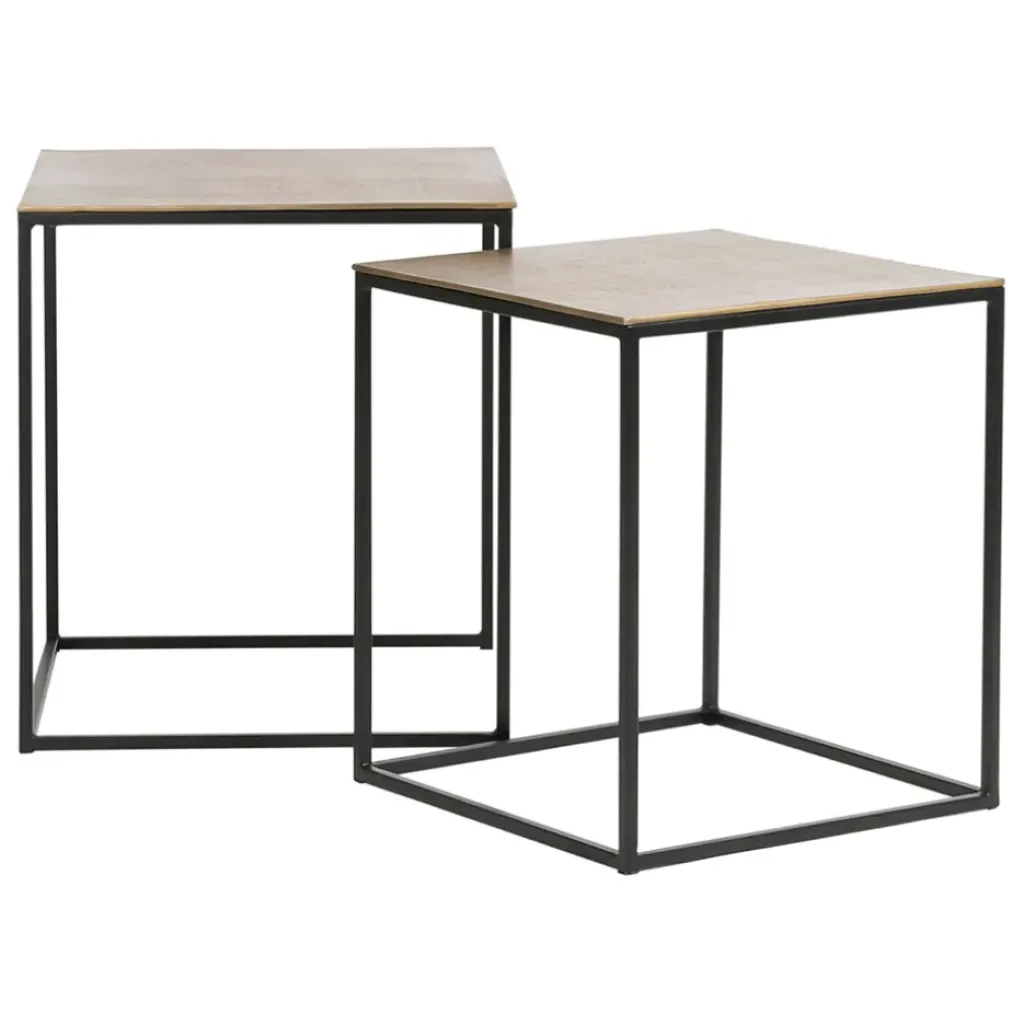 Fabrique de Styles Table basse gigogne carrée (lot de 2) en aluminium et fer doré - Felia* Table Basses