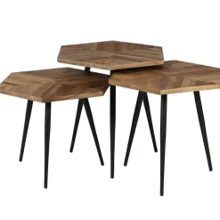 Fabrique de Styles Table basse gigogne (lot de 3) en teck et métal - Woody* Table Basses