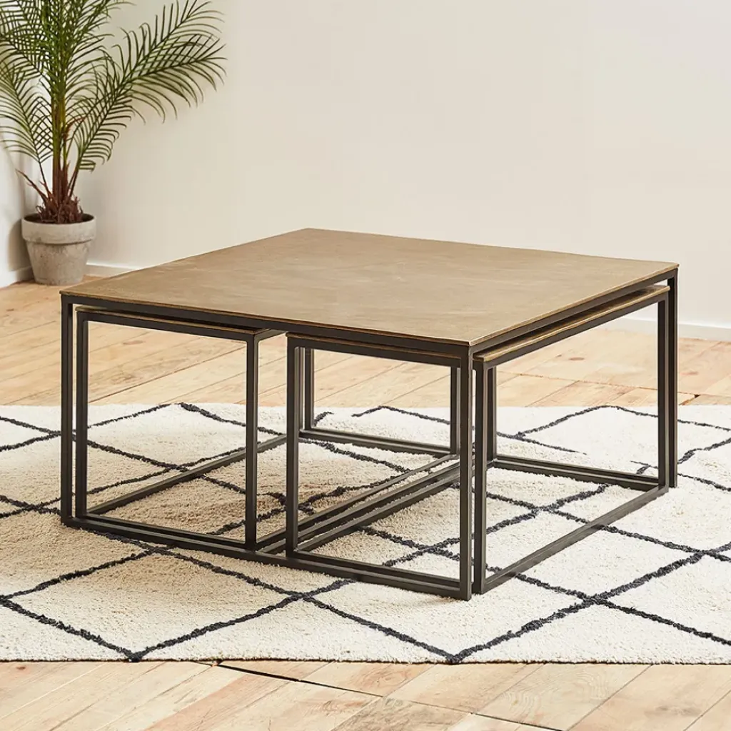 Fabrique de Styles Table basse gigogne (lot de 3) en fer - Félia* Table Basses