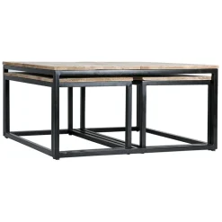 Fabrique de Styles Table basse gigogne (lot de 3) en manguier et fer noir -Noe* Table Basses