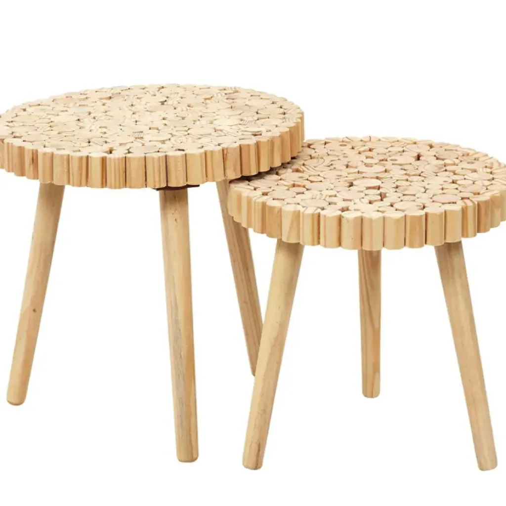 Fabrique de Styles Table basse gigogne ronde (lot de 2) en bois de pin - Rubin* Table Basses