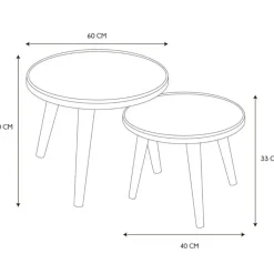 Fabrique de Styles Table basse gigogne ronde (lot de 2) en pin - Faya* Table Basses