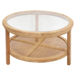 Fabrique de Styles Table basse ronde en sapin et verre trempé d75cm - Firmin* Table Basses