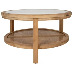 Fabrique de Styles Table basse ronde en sapin et verre trempé d75cm - Firmin* Table Basses