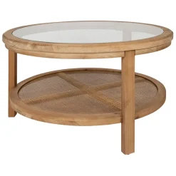 Fabrique de Styles Table basse ronde en sapin et verre trempé d75cm - Firmin* Table Basses