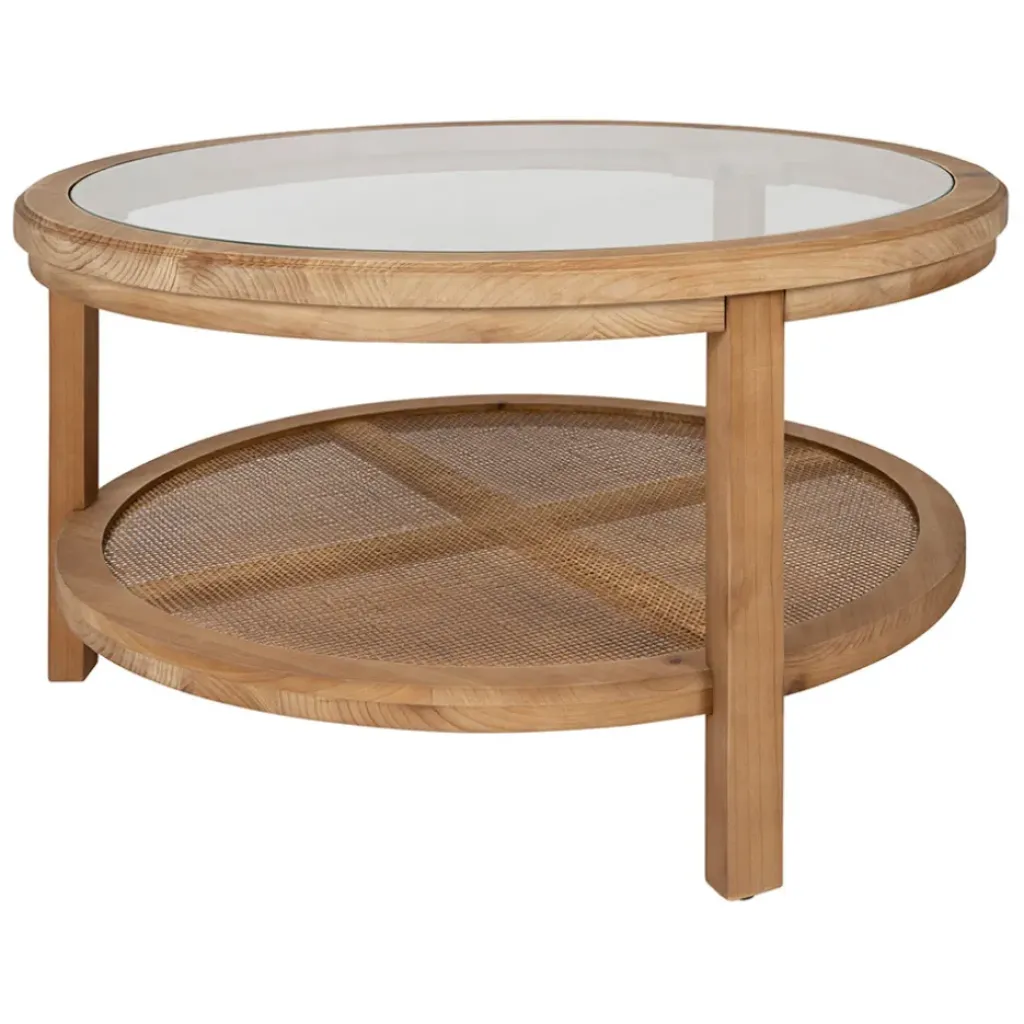 Fabrique de Styles Table basse ronde en sapin et verre trempé d75cm - Firmin* Table Basses