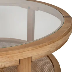 Fabrique de Styles Table basse ronde en sapin et verre trempé d75cm - Firmin* Table Basses