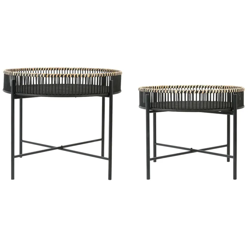 Fabrique de Styles Table basse ronde (x2) en bambou et fer* Table Basses