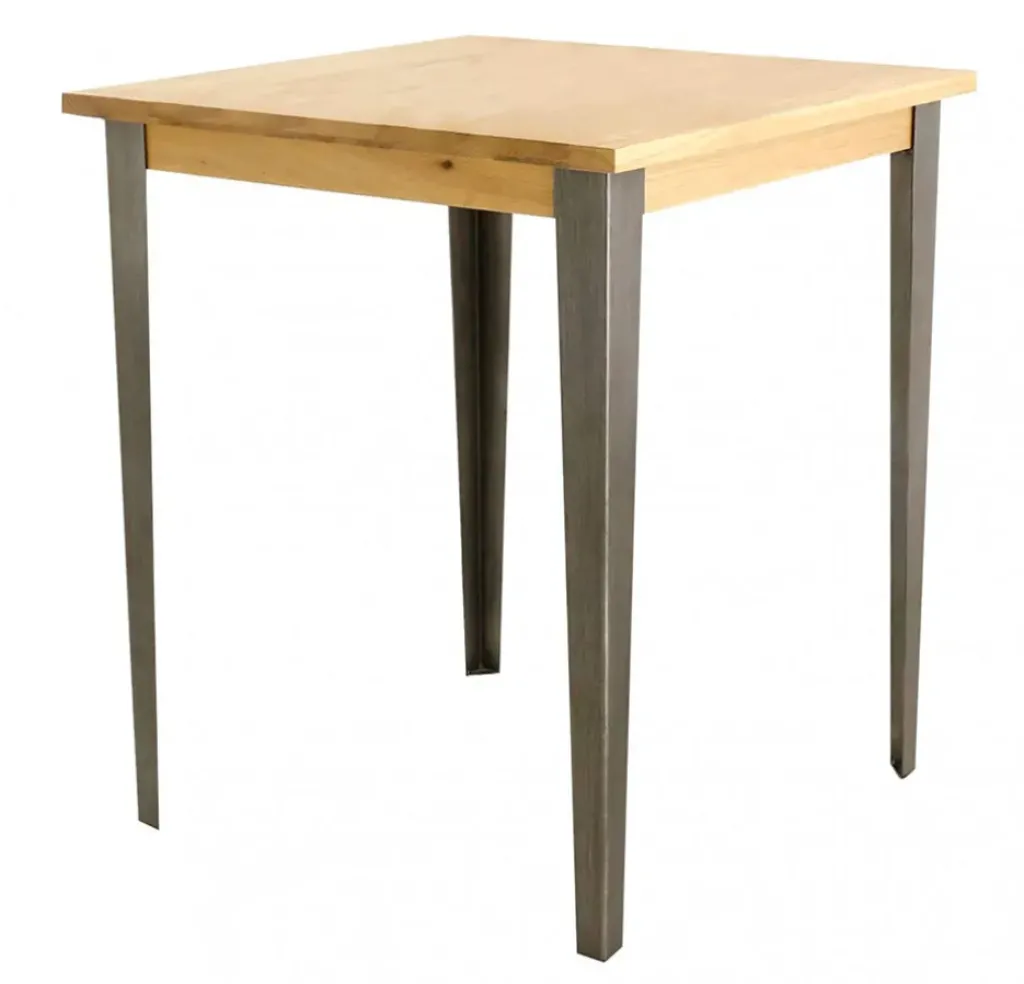 Fabrique de Styles Table de bar carrée en chêne massif et pieds acier 90x90 cm - Manny* Tables Hautes