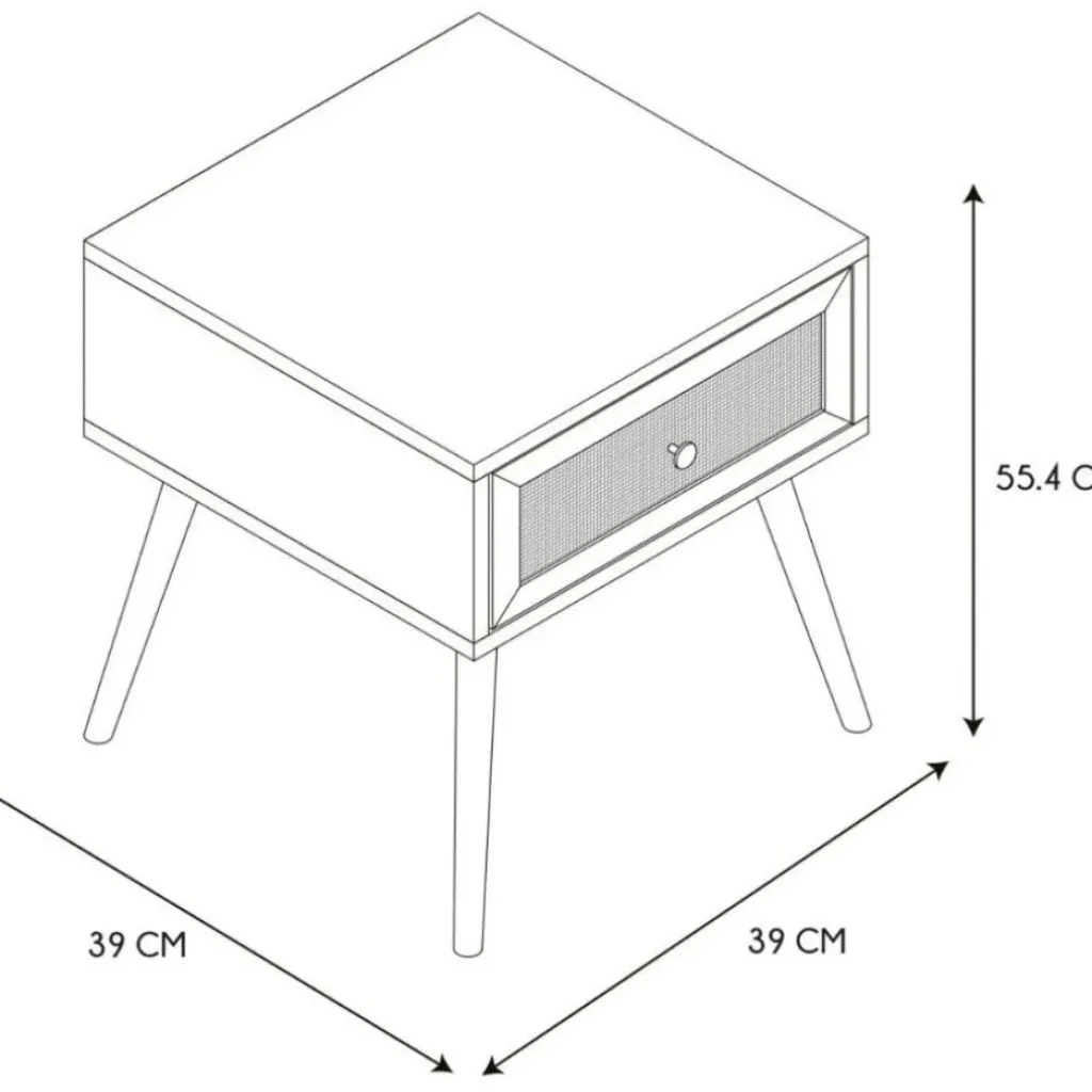Fabrique de Styles Table de chevet en bois et cannage 1 tiroir - Baia* Tables De Chevet