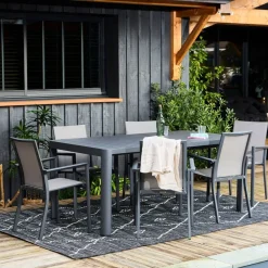 Fabrique de Styles Table de jardin avec allonge en aluminium 180(+60)x100cm - Kiplin*Enfant Tables De Jardin|Jardin