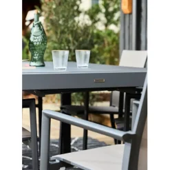 Fabrique de Styles Table de jardin avec allonge en aluminium 180(+60)x100cm - Kiplin*Enfant Tables De Jardin|Jardin