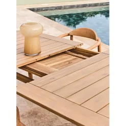 Fabrique de Styles Table de jardin avec rallonge en acacia naturel 180-200x100cm - Cirina*Enfant Tables De Jardin|Jardin
