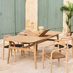 Fabrique de Styles Table de jardin avec rallonge en acacia naturel 180-200x100cm - Cirina*Enfant Tables De Jardin|Jardin