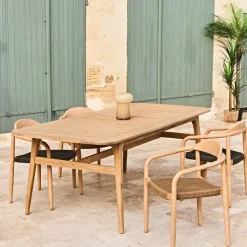 Fabrique de Styles Table de jardin avec rallonge en acacia naturel 180-200x100cm - Cirina*Enfant Tables De Jardin|Jardin
