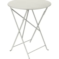 Fabrique de Styles Table de jardin ronde pliante en acier gris - Bistro*Enfant Tables De Jardin|Jardin