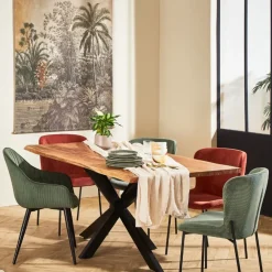 Fabrique de Styles Table de repas en acacia et pieds en fer noir 180x90cm - Brooklyn* Table De Salle À Manger