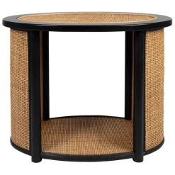 Fabrique de Styles Table d'appoint en rotin et sapin naturel et noir - Balamea* Bouts De Canapé Et Tables D'appoint